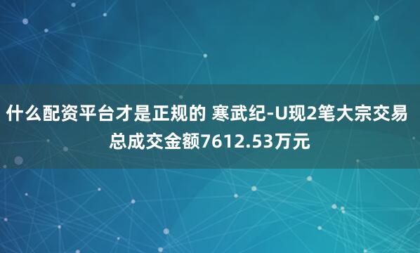 什么配资平台才是正规的 寒武纪-U现2笔大宗交易 总成交金额7612.53万元